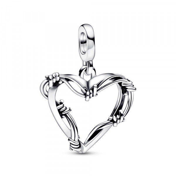 Barbed wire heart sterling silver medallion 