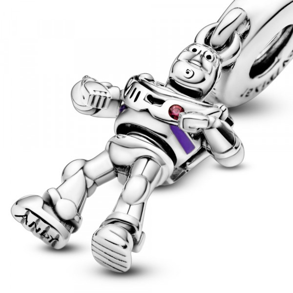 Disney Buzz Lightyear privjesak od srebra s crvenim cirkonima i ljubičastim emajlom 
