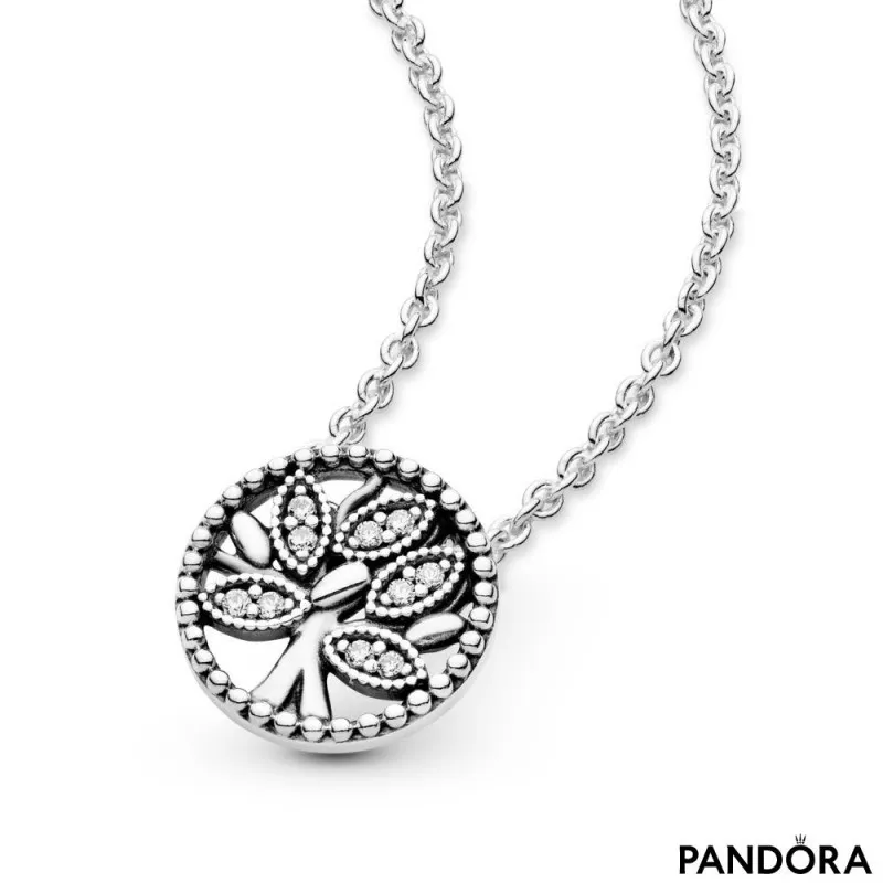 blanding Nybegynder T Sparkling Family Tree Necklace | PANDORA
