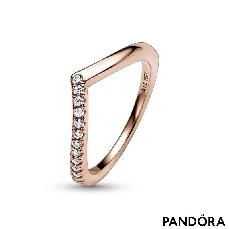 Wishbone 14k rose gold-plated ring with clear cubic zirconia 