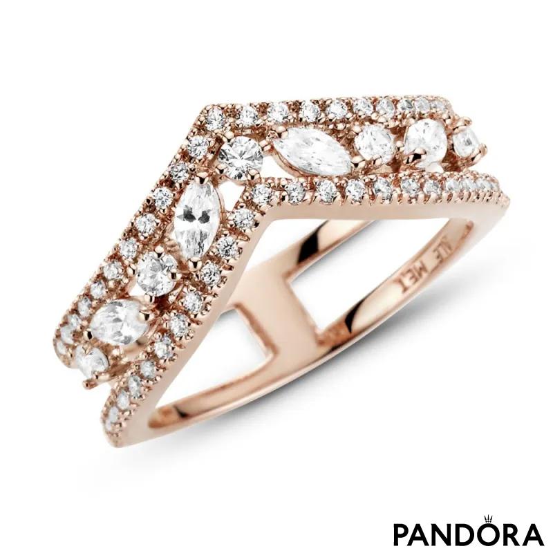 Sparkling Marquise Double Wishbone Ring 