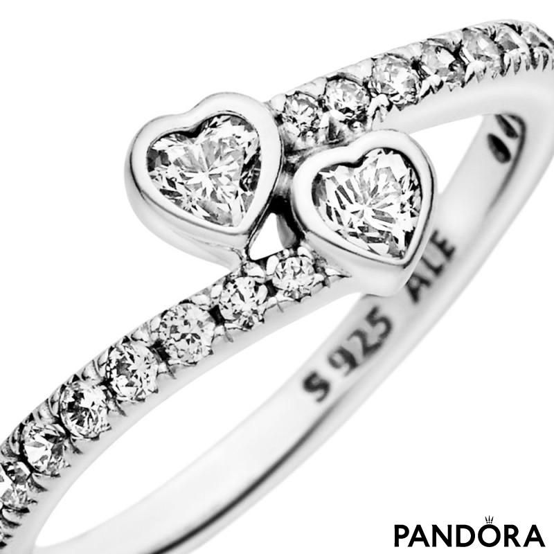 Two Sparkling Hearts Ring 