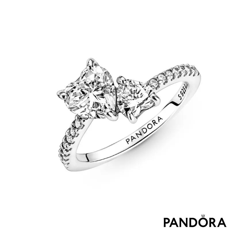 Double Heart Sparkling Ring 