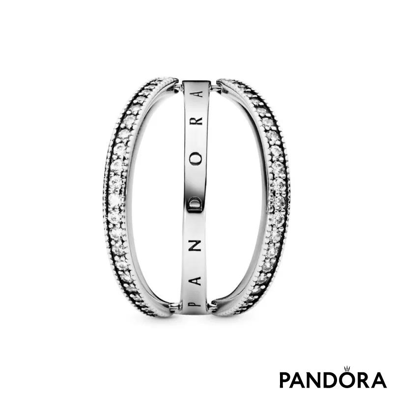 Pandora Logo & Hearts Ring 