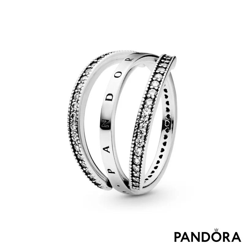 Pandora Logo & Hearts Ring 