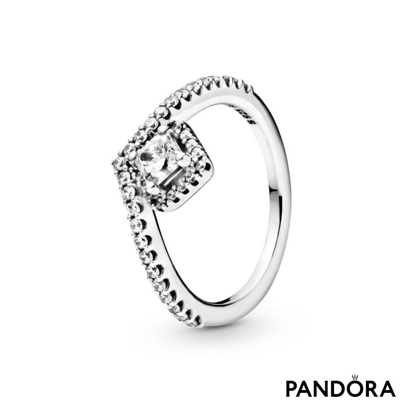 Square Sparkle Wishbone Ring 