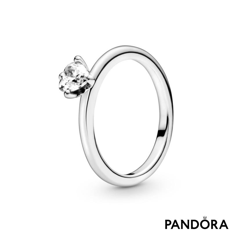Clear Heart Solitaire Ring 