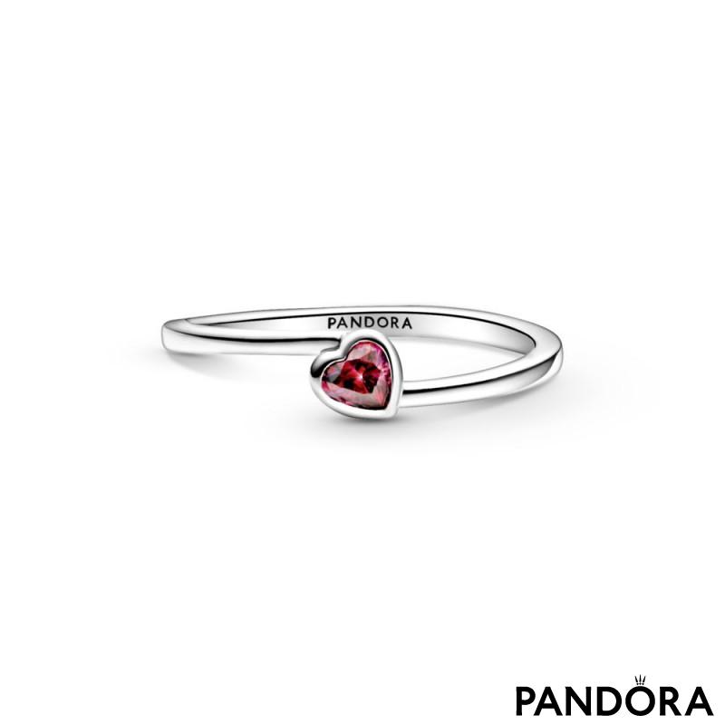 Red Tilted Heart Solitaire Ring 