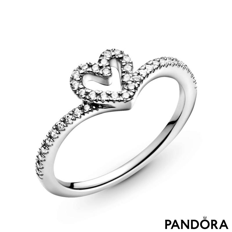 Sparkling Wishbone Heart Ring 