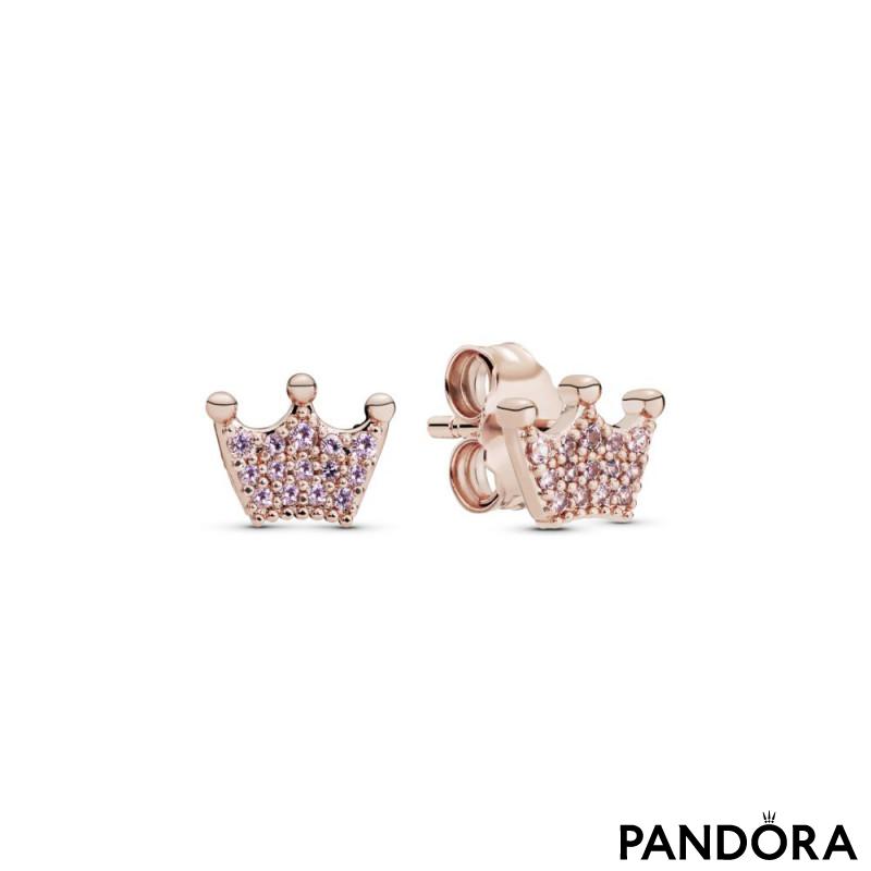 Pink Crown Stud Earrings 