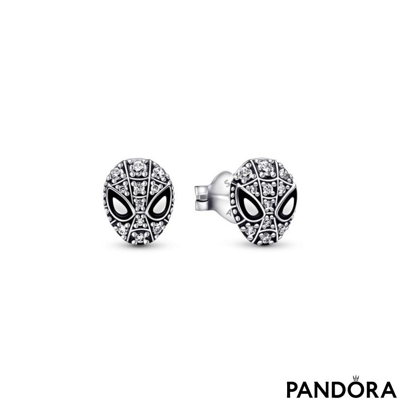 Marvel Spider-Man sterling silver stud earrings with clear cubic zirconia and black enamel 