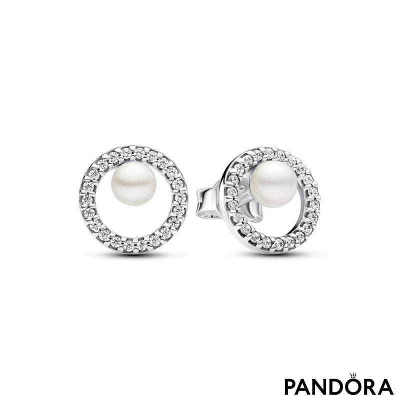 Treated Freshwater Cultured Pearl & Pavé Halo Stud Earrings 