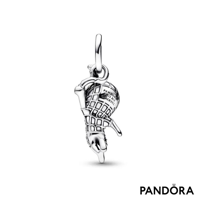 Marvel Spider-Man sterling silver pendant with clear cubic zirconia and black enamel 