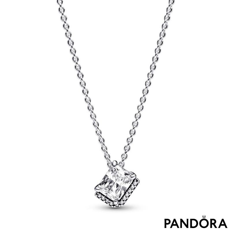 Sterling silver collier with pendant with clear cubic zirconia 