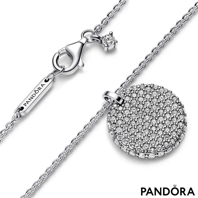 Ogrlica s okruglim visećim privjeskom Pandora Timeless Pavé 