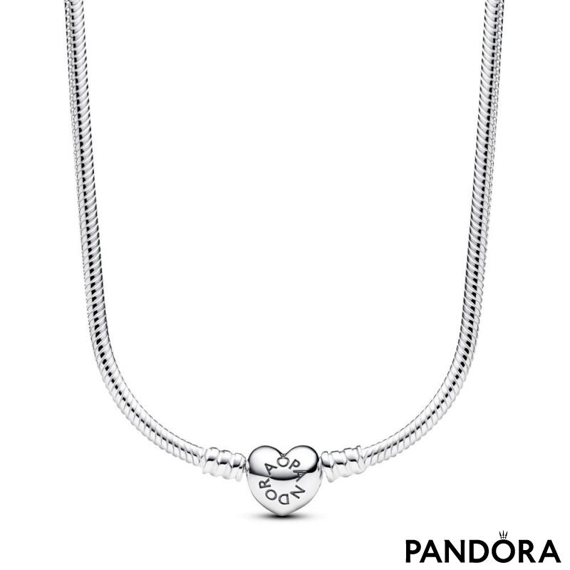 Pandora Moments Heart Clasp Snake Chain Necklace 