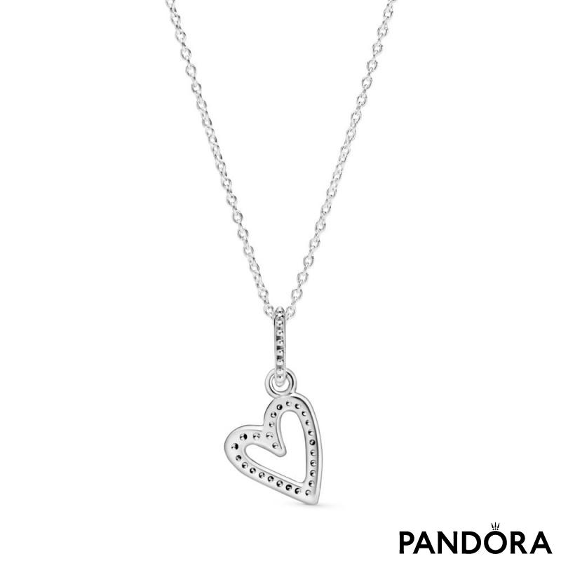 Sparkling Freehand Heart Pendant Necklace 