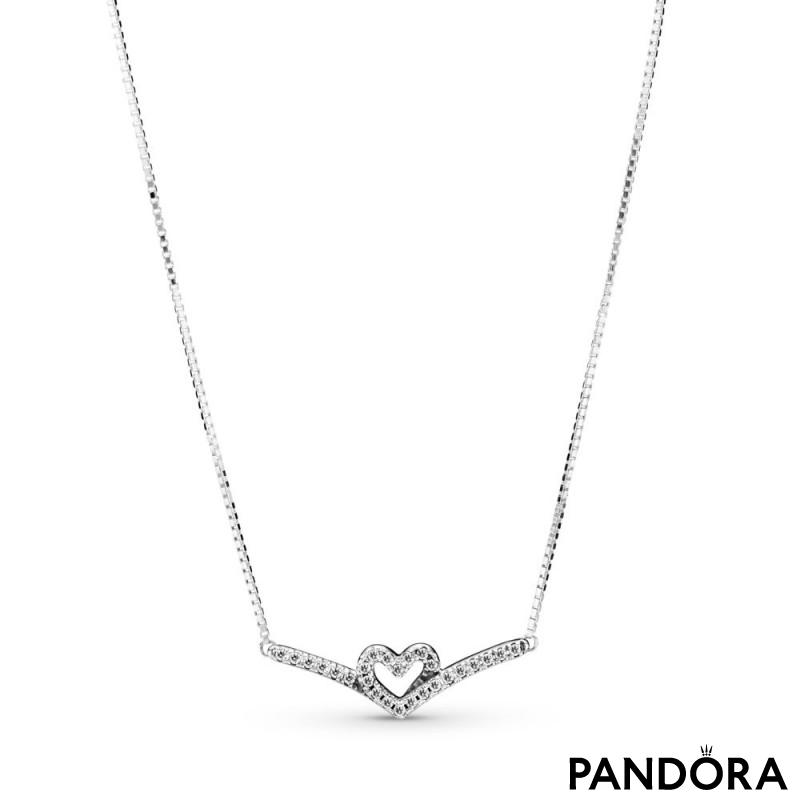 Sparkling Wishbone Heart Collier Necklace 