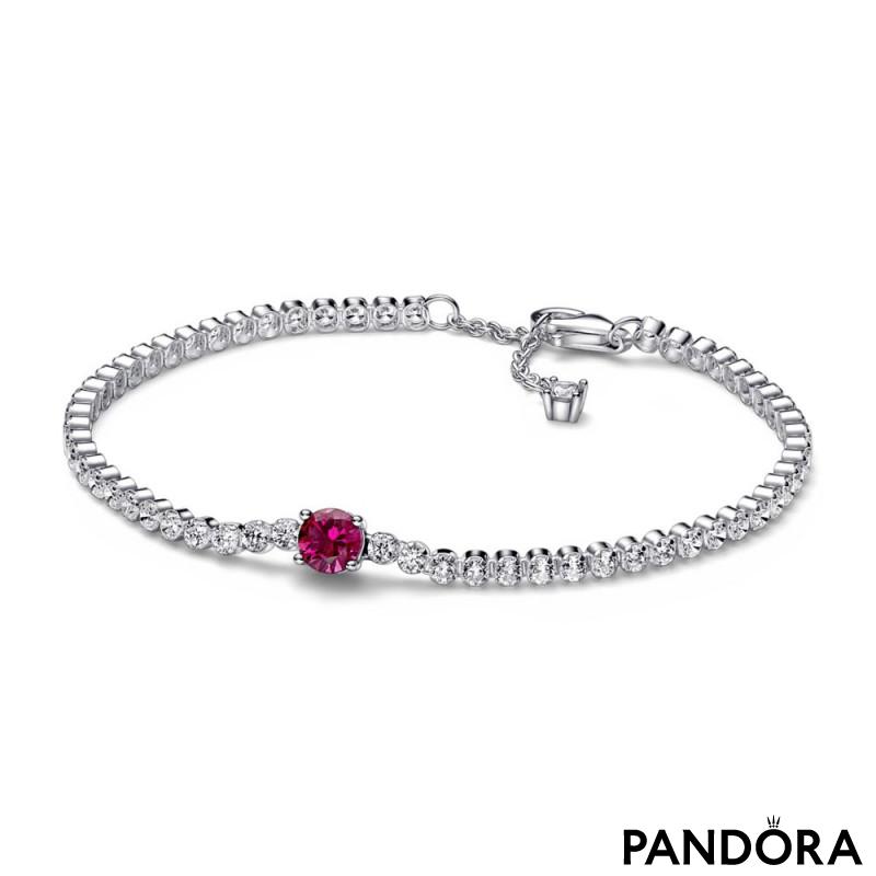 Sterling silver bracelet with cherries jubilee red crystal and clear cubic zirconia 