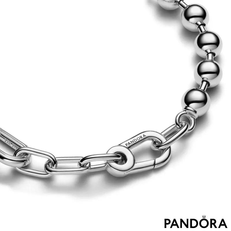 Pandora ME narukvica s metalnim perlama i lančićem s karikama 