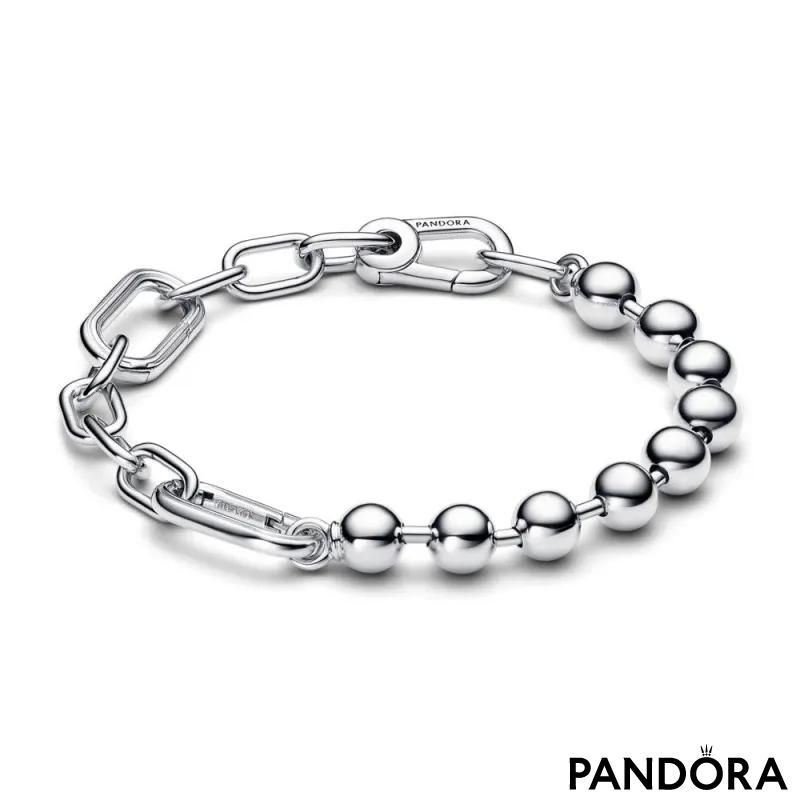 Pandora ME narukvica s metalnim perlama i lančićem s karikama 