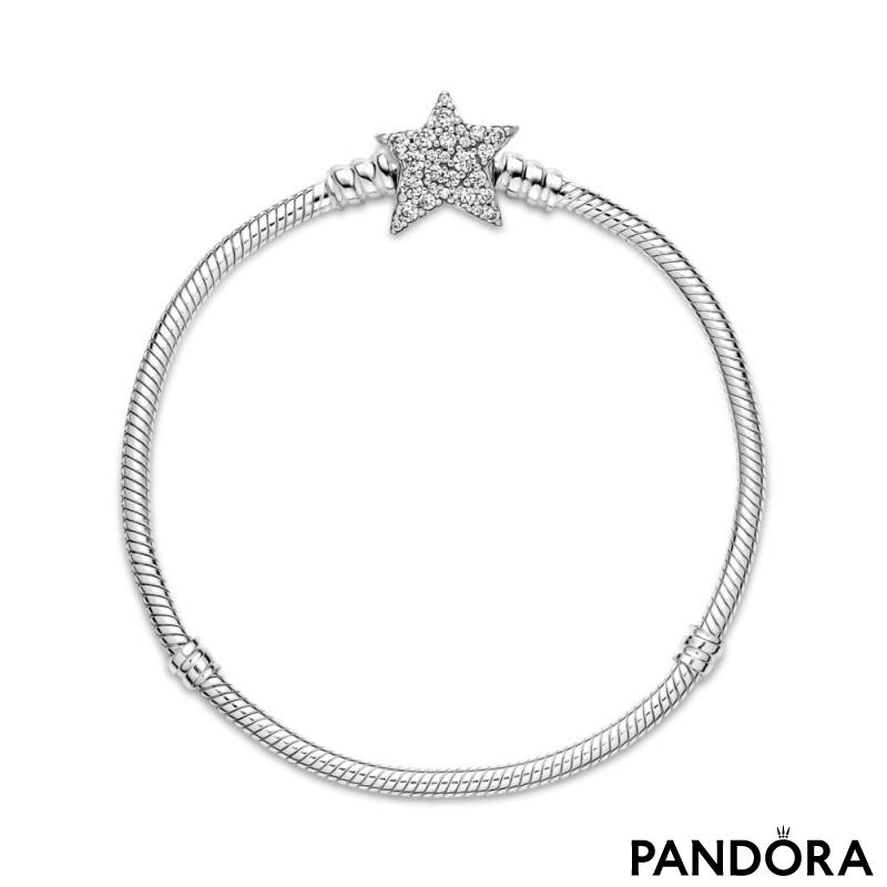 Pandora Moments Asymmetric Star Clasp Snake Chain Bracelet 