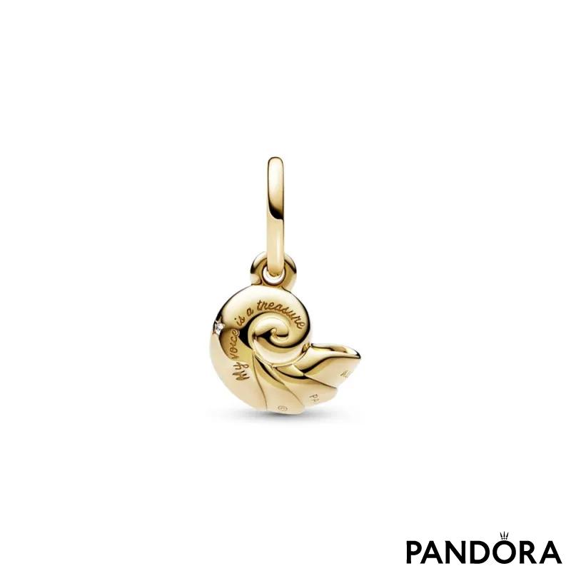 Disney The Little Mermaid shell 14k gold-plated dangle with clear cubic zirconia 