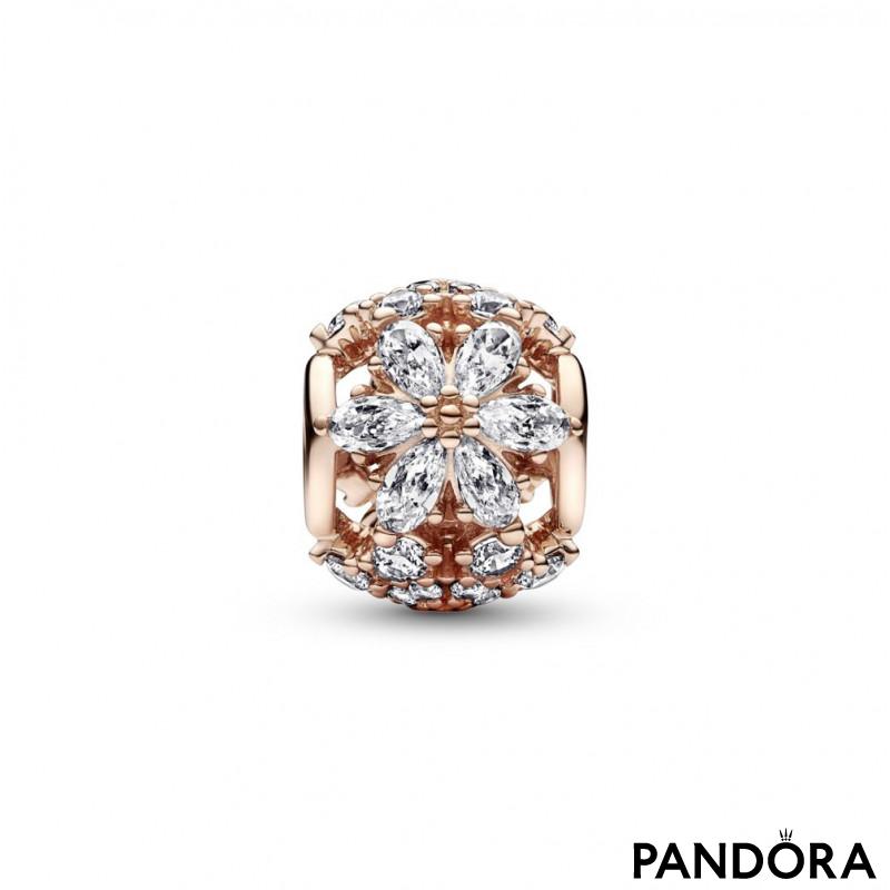 Herbarium cluster 14k rose gold-plated charm with clear cubic zirconia 
