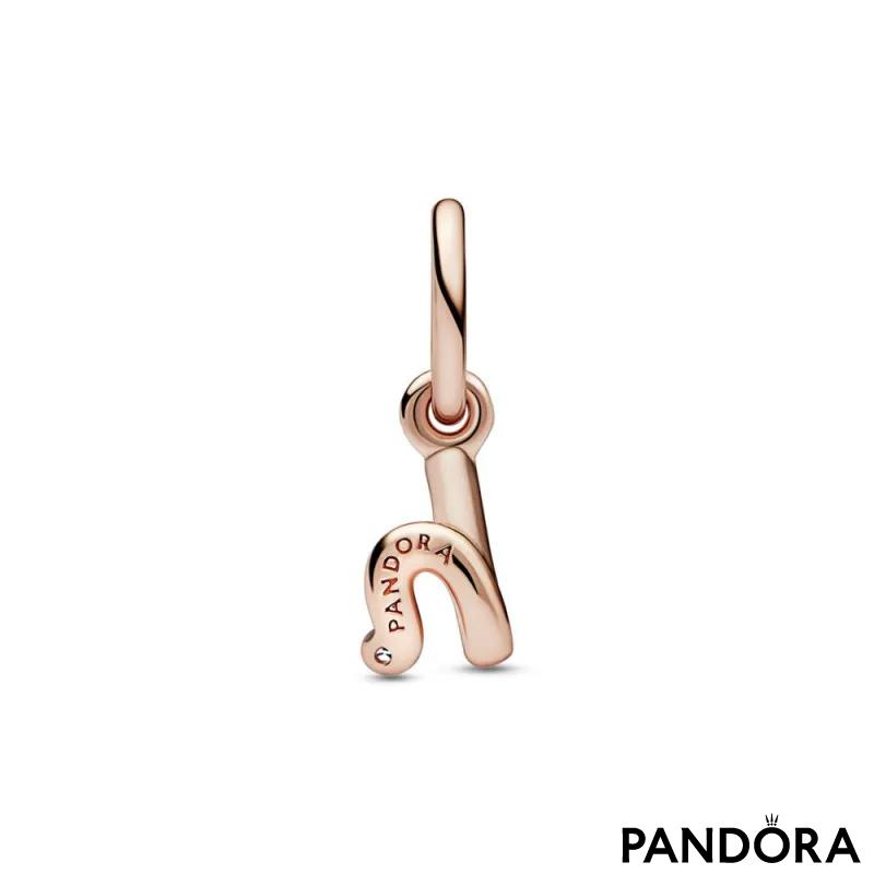 Letter h 14k rose gold-plated dangle with clear cubic zirconia 