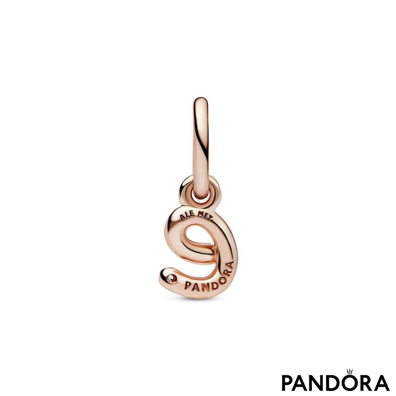 Letter e 14k rose gold-plated dangle with clear cubic zirconia 