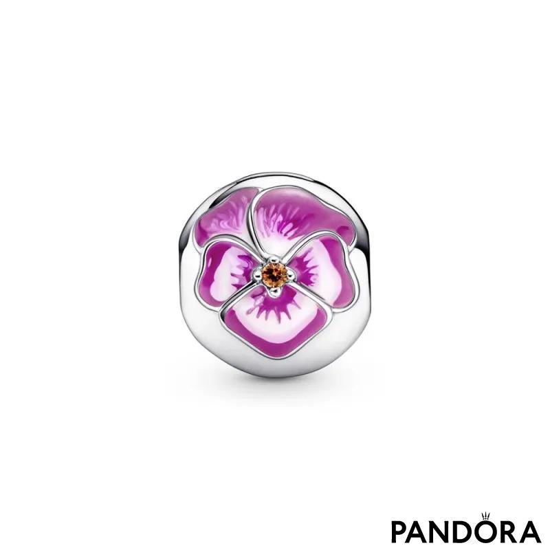 Pink Pansy Flower Clip Charm 