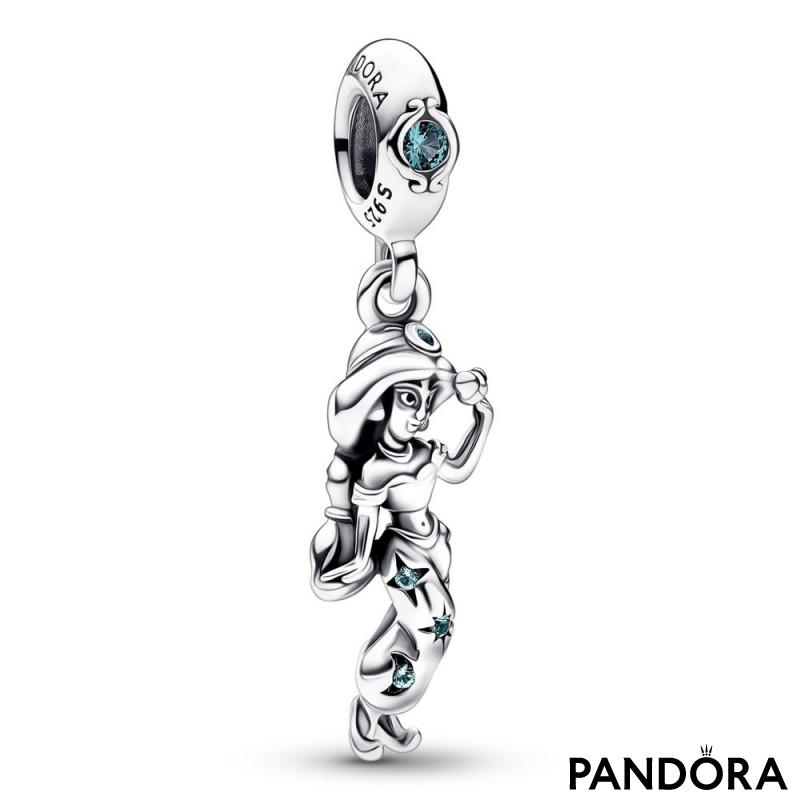 Disney Aladdin Jasmine sterling silver dangle with icy green crystal and moonlight blue crystal 