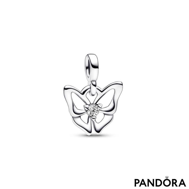 Butterfly sterling silver mini dangle with clear cubic zirconia 