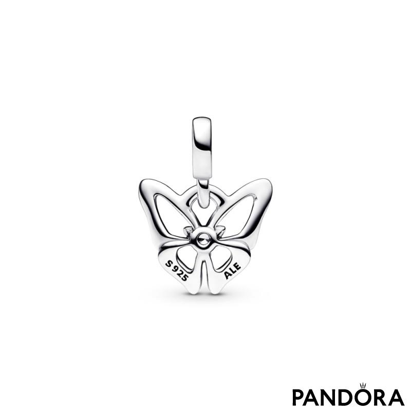 Butterfly sterling silver mini dangle with clear cubic zirconia 