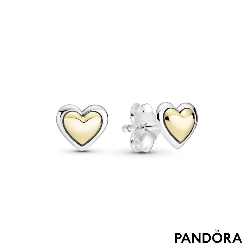 Domed Golden Heart Stud Earrings 