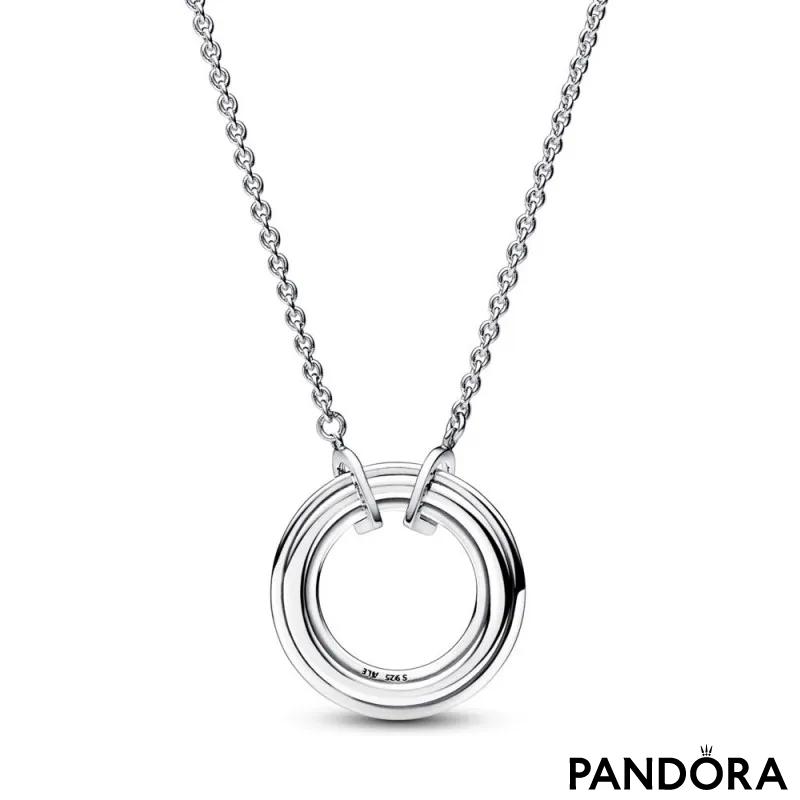 Dvobojna ogrlica Pandora Signature logo pavé 