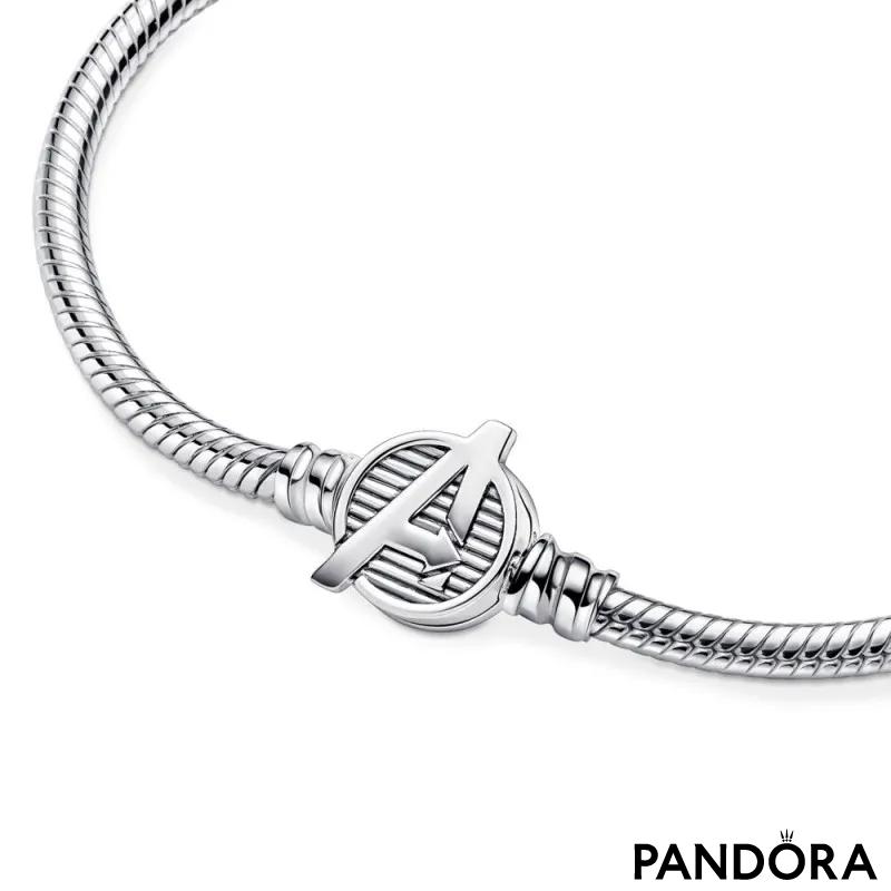 Pandora Moments Marvel The Avengers Logo Clasp Snake Chain Bracelet 