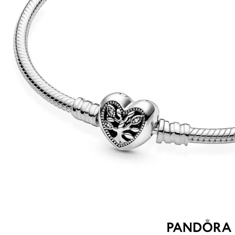Narukvica Pandora Moments Obiteljsko stablo sa zmijskim vezom i kopčom u obliku srca 