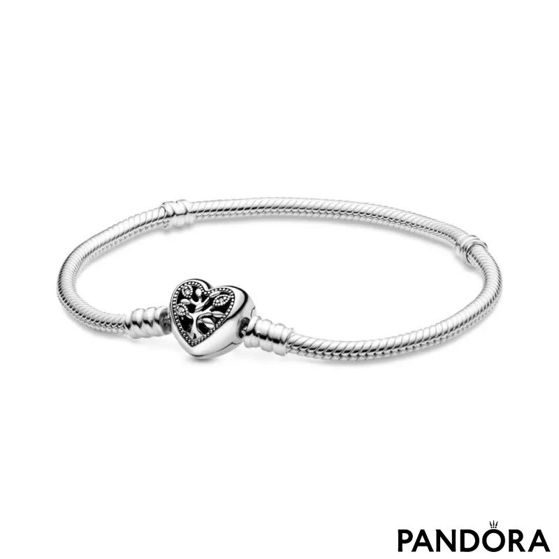 Narukvica Pandora Moments Obiteljsko stablo sa zmijskim vezom i kopčom u obliku srca 