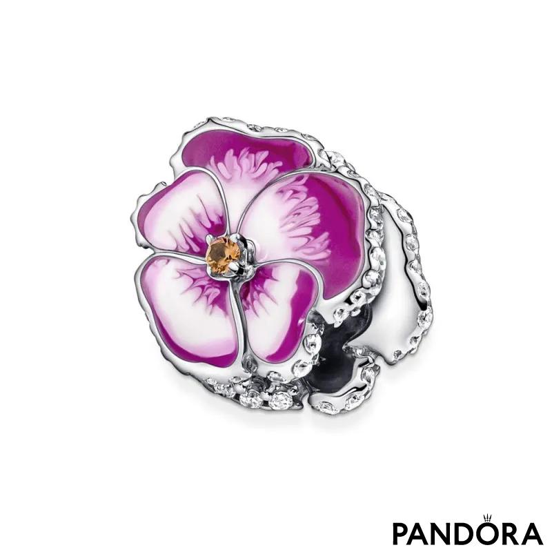 Pink Pansy Flower Charm 