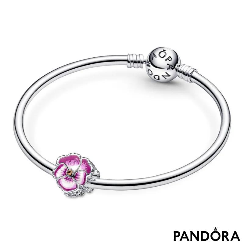 Pink Pansy Flower Charm 