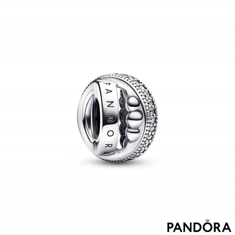 Privjesak Pandora Signature s logotipom, pavéom i kuglicama 