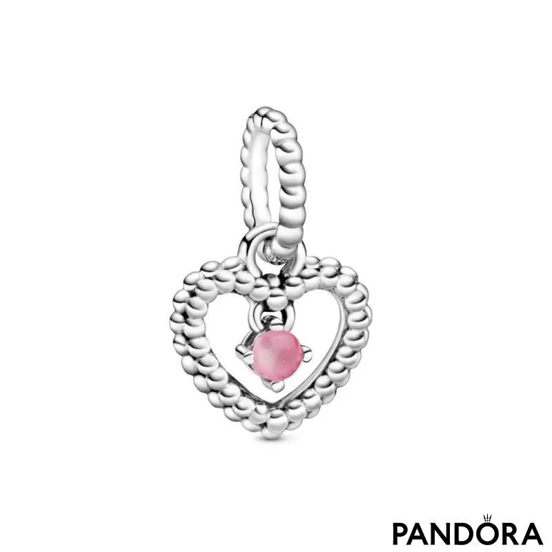 Viseći privjesak s kuglicama u obliku srca s nježno ružičastim kristalom 